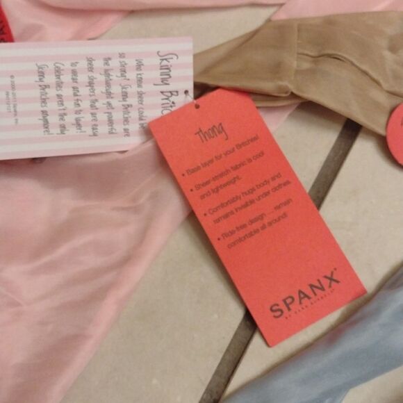 NWT Spanx Underwear bundle Four Thongs Gloss pink Ice blue Nude and Black L/XL - Picture 4 of 10
